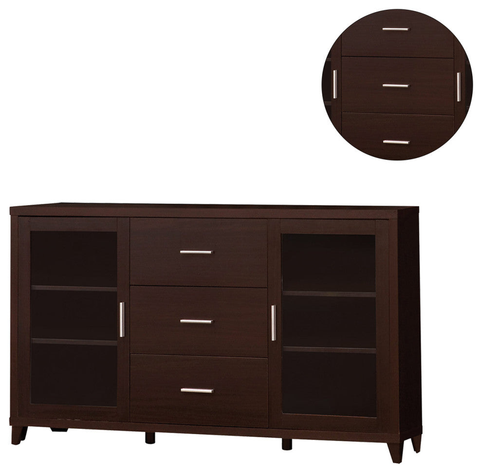 3 Drawers and 2 Doors TV Console, Cappuccino