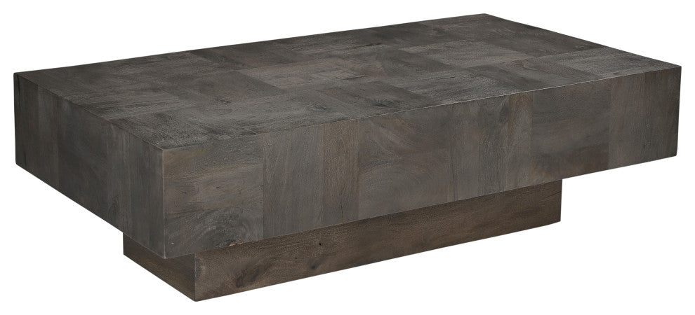 Camilla 2-piece Solid Wood Living Room Table Set, Dark Gray, Rectangular