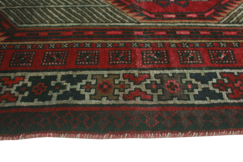 Fine Vintage Distressed Gulshane Red/Beige Runner, 3'6x11'0