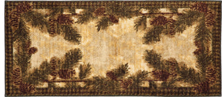 Cozy Cabin Rustic Lodge  Kitchen Accent Rug, 20"x44", Pine Cone Gingham
