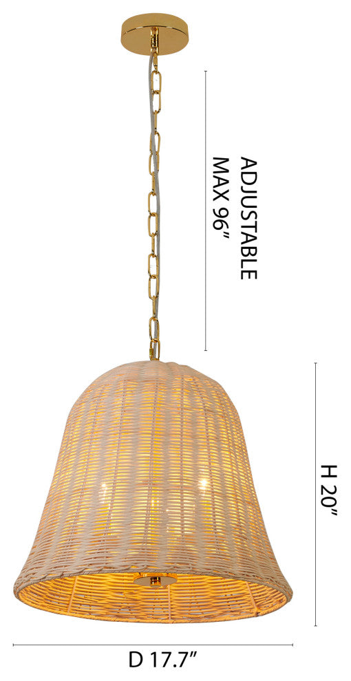 3-Light Gold Chandelier With A Wood Shade