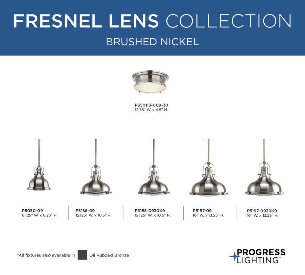 1-Light LED Pendant With LED Module, Brushed Nickel