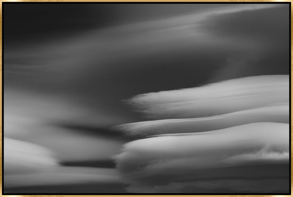 54x36 Lenticular Clouds I, Framed Artwork, Gold