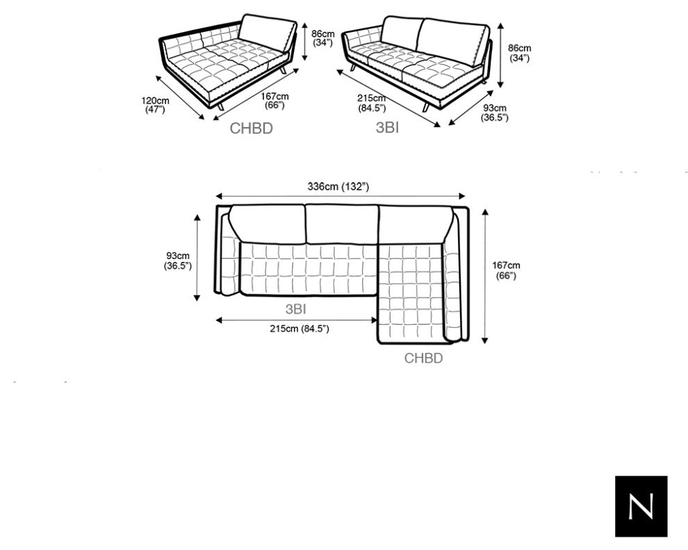 Nativa Interiors Brava Modular Sectional, Cinnamon, 2 Pieces