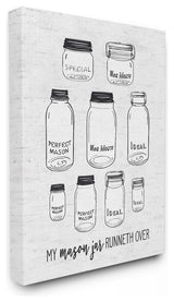 My Mason Jar Runneth Over Illustrations Subtle Birch Typography Canvas, 16"x20"