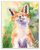Fo"x Animal Orange Green Watercolor Painting, 12"x18"