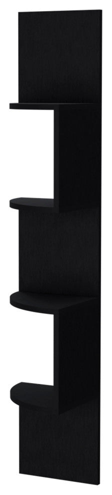 Rosebud Corner Floating Shelf: Modern Full-Wall 4-Shelf Unit