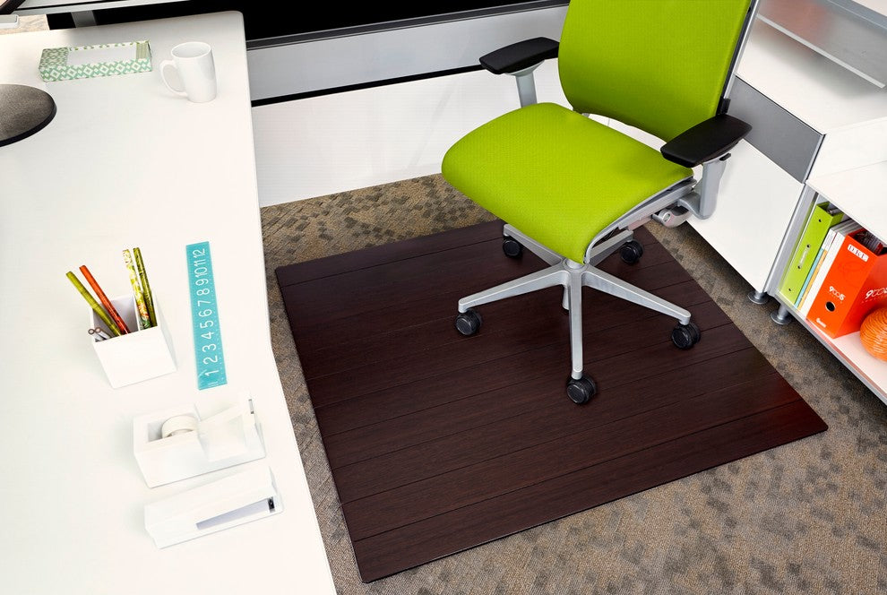 Ronson Bamboo Deluxe Roll-Up Chair Mat, Dark Cherry, No Lip, 43"x48"