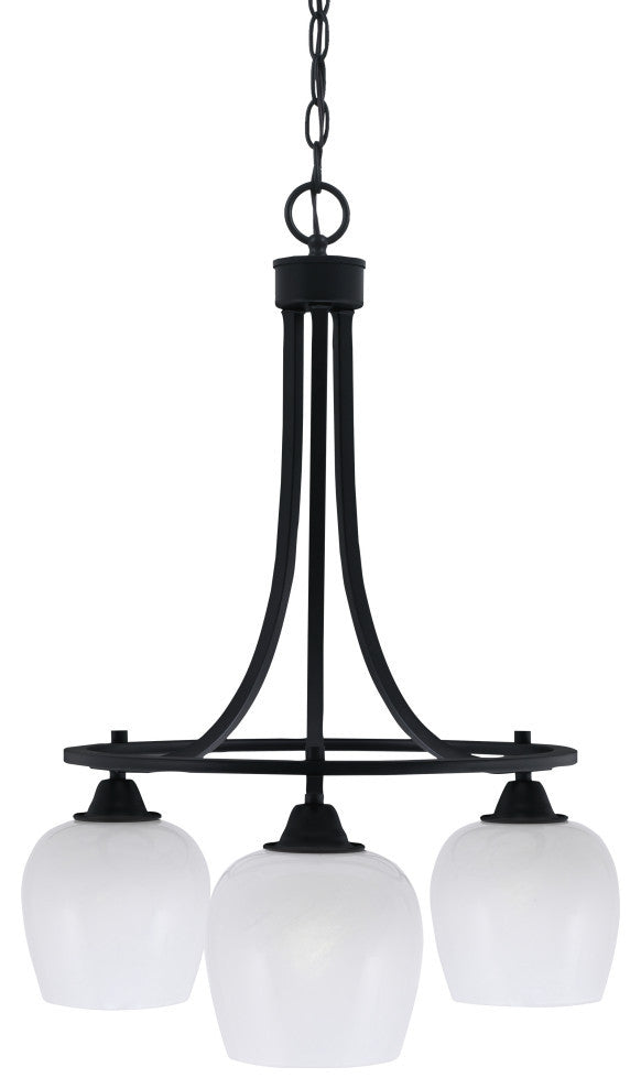 Paramount Downlight 3-Light Chandelier, Matte Black, 6" White Marble Glass