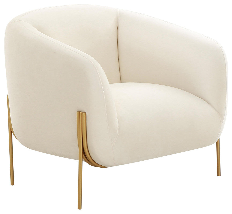 Kandra Cream Velvet Accent Chair