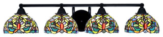 Paramount 4-Light Bath Bar, Matte Black, 7" Kaleidoscope Art Glass