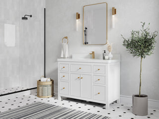 Sonoma 48 Single Sink Reeded Bath Vanity in White 2" White Quartz