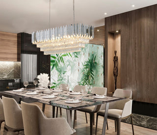 14-Light Chrome Stainless Steel Chandelier With Clear Crystal