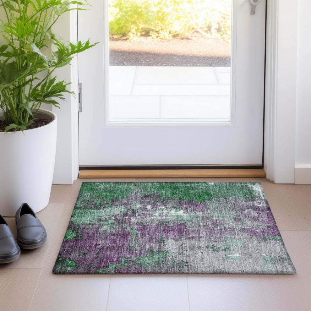 Machine Washable Indoor/Outdoor Chantille ACN1870 Emerald 1'8" x 2'6" Rug