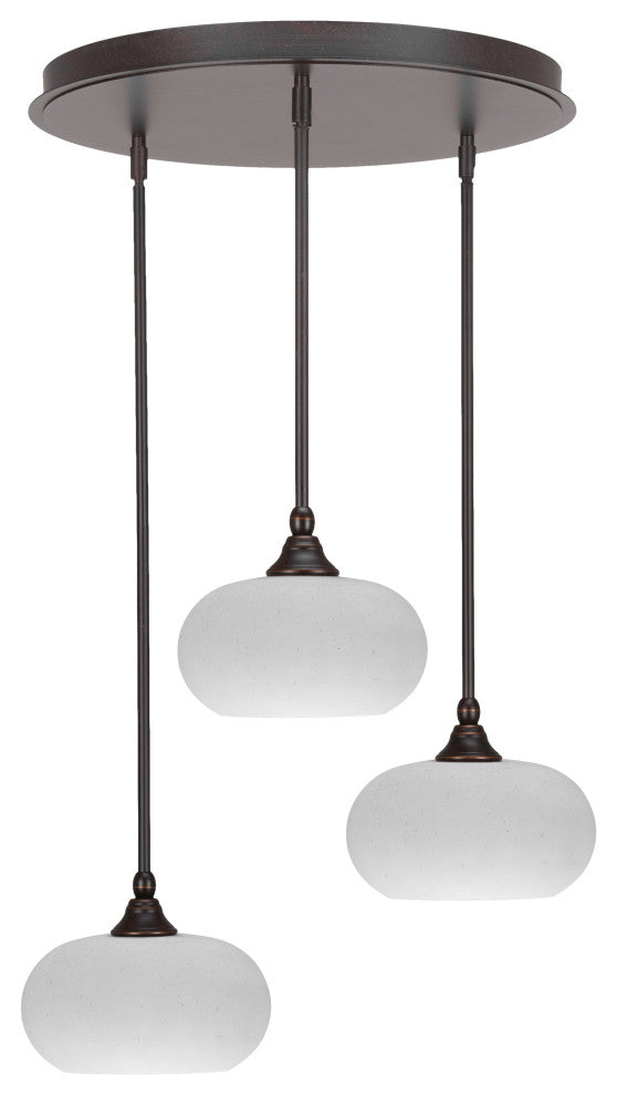 Empire 3-Light Cluster Pendalier, Dark Granite/White Muslin