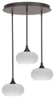 Empire 3-Light Cluster Pendalier, Dark Granite/White Muslin
