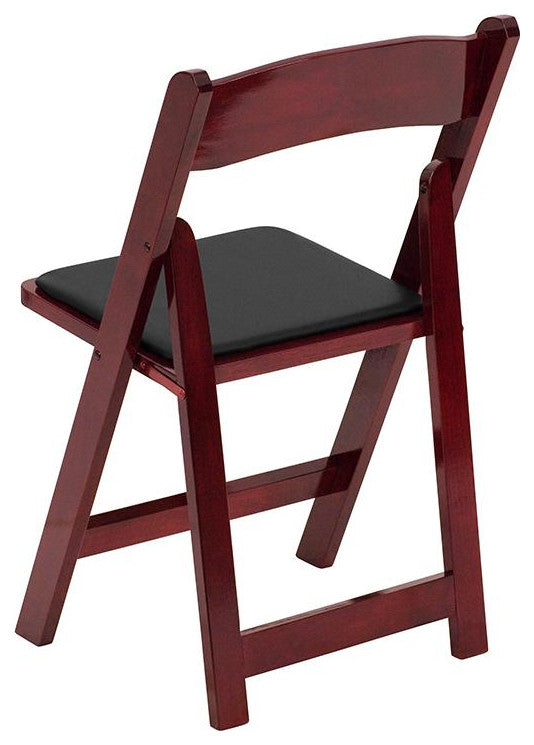 2 Pack HERCULES Series Mahogany Wood Folding Chair with Vinyl Padded Seat