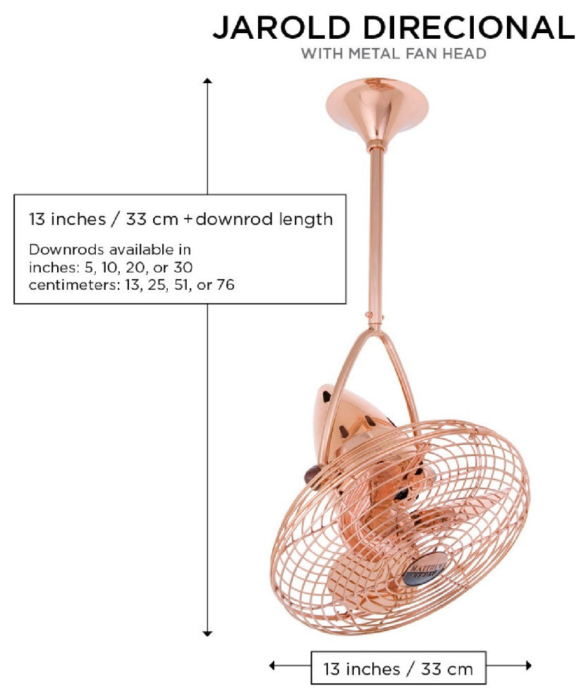 Jarold Direcional Directional Ceiling Fan, Brushed Copper