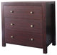Capacious 3 Drawer Storage Chest With Metal Glides, Cherry Brown Finish.