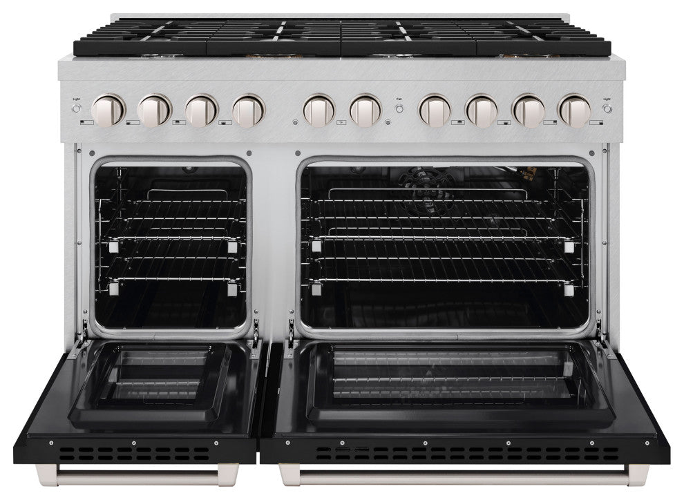 ZLINE 48" Gas Range, DuraSnow Steel With Black Matte SGRS-BLM-48