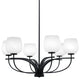 Cavella 6 Light Chandelier, Matte Black Finish, 6" White Marble Glass