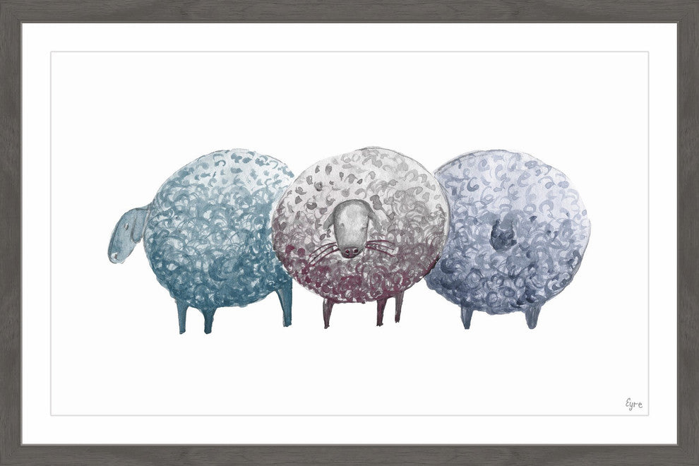 "Trois Mouton" Framed Painting Print, 36"x24"