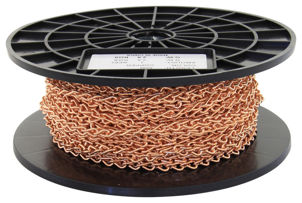 Steel Double Jack Basket Chain, 164 Reel, Copper, U13