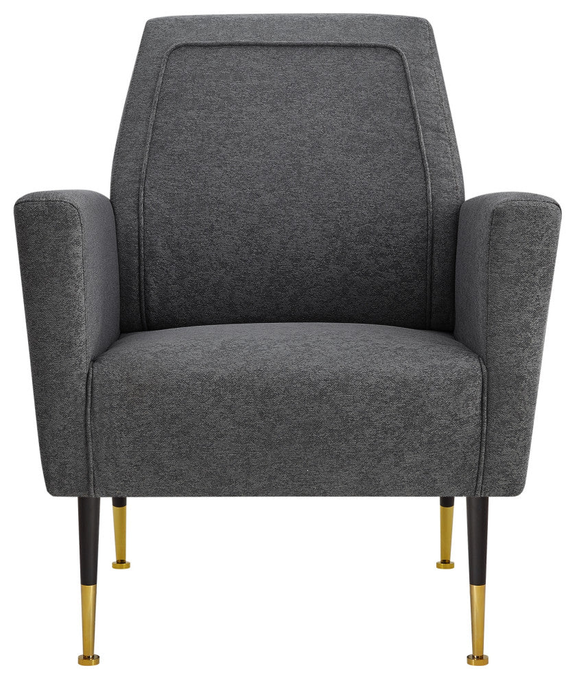Inspired Home Holt Accent Chair Velvet/Linen 30Lx32Wx36H, Dark Gray