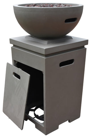 Exeter Column Light Gray Concrete Propane Fire Pit by Modeno