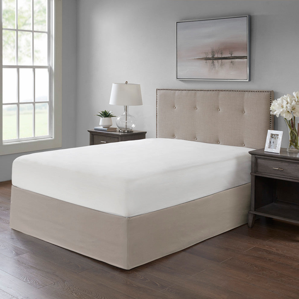 Madison Park Simple Fit Wrap Around Adjustable Bedskirt, Khaki