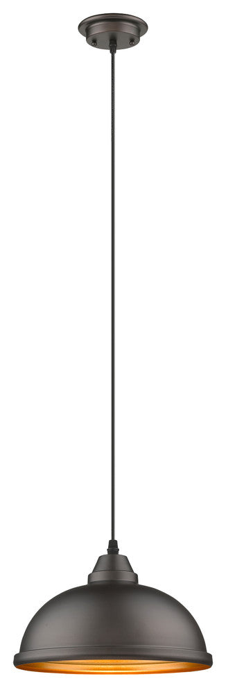 Ironclad 1-Light Rubbed Bronze Ceiling Mini Pendant 10"