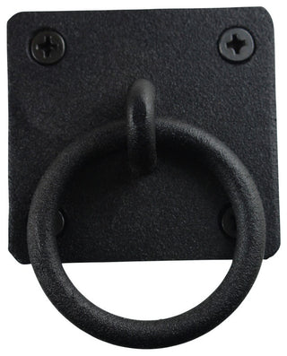 Renovators Supply 2 Pack Black Cast Iron Ring Cabinet pull Square Backplate Pull