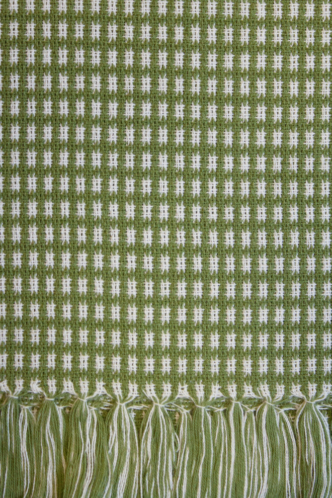 Homespun Fringed 100% Cotton Tablecloth, Sage, 70" Round