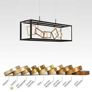 LNC Safranner LED 8-Light 28" Modern Rectangle Chandeliers, Black/Gold