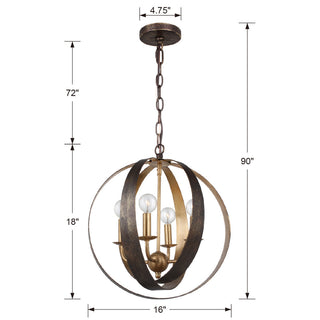 Luna 4 Light Bronze & Gold Sphere Mini Chandelier