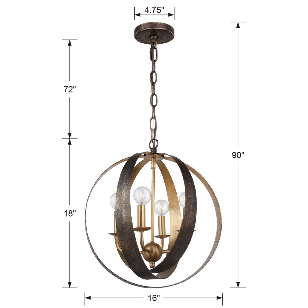 Luna 4 Light Bronze & Gold Sphere Mini Chandelier