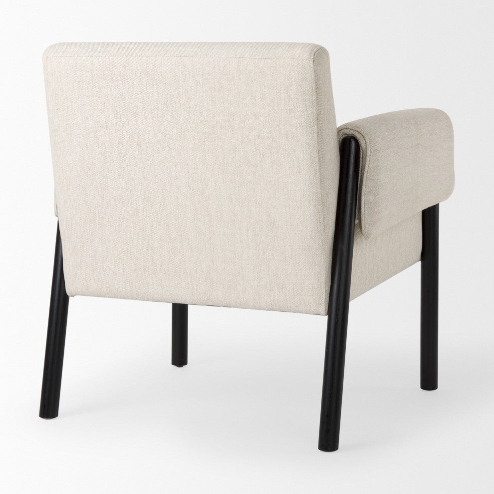 Ashton Beige Twill Fabric w/ Black Solid Wood Accent Chair