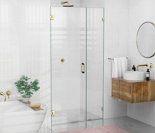 78"x43.75" Frameless Shower Door Wall Hinge, Polished Brass