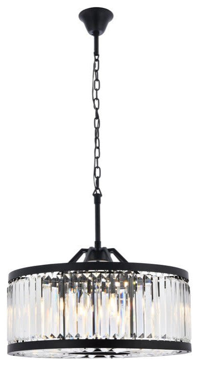 Elegant Lighting 1233D28/RC Chelsea 8 Light 28"W Crystal Drum - Polished Nickel