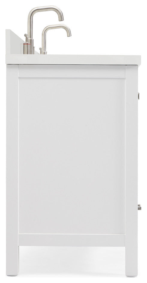 ARIEL Cambridge 61" Double Rectangle Sink Bathroom Vanity White With Quartz Top