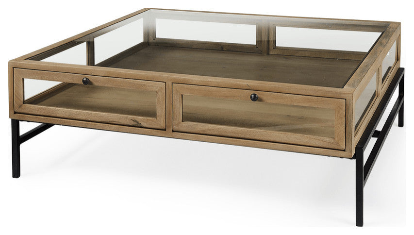 42" Clear And Black Glass Square Coffee Table