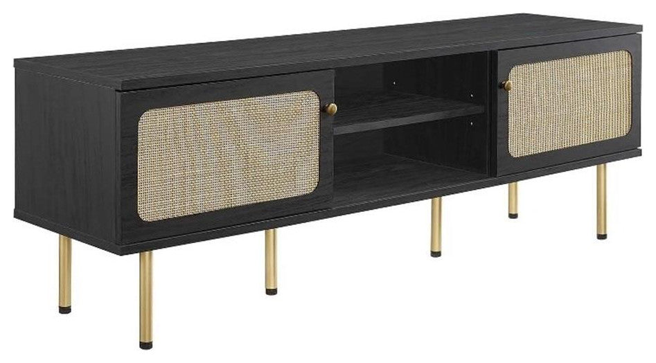 Modway Cambria Rattan and Particleboard TV Stand for TVs up to 60" in Black