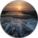 Dark Seashore With Rushing Waves, Modern Beach Round Wall Art, 11"