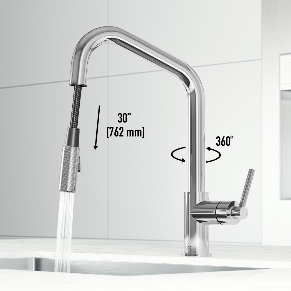 VIGO Utopia 14" H Single Handle Pull-Down Sprayer Kitchen Bar Faucet, Chrome