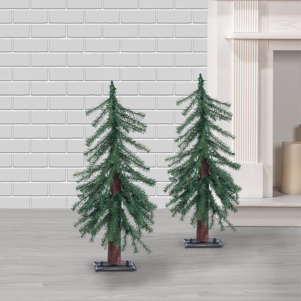 Set of 2, Unlit 2' Alpine Trees