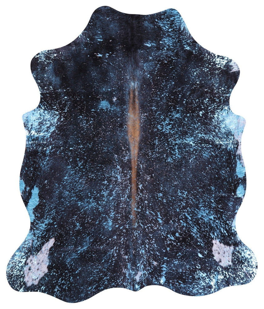 Blue Metallic Cowhide Rug 7' 1" X 6' 3" C2122