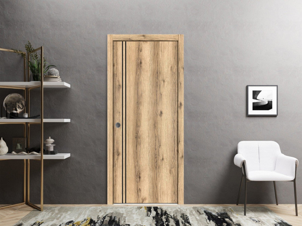 Slab Barn Door Panel 30 x 96 | Planum 0016 Oak with  | Sturdy Finished