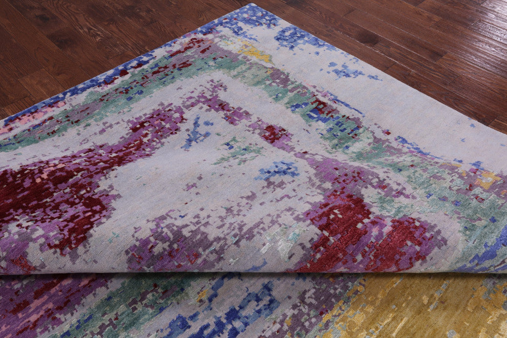 12' 0" X 15' 2" Wool & Silk Abstract Hand-Knotted Rug - Q14858