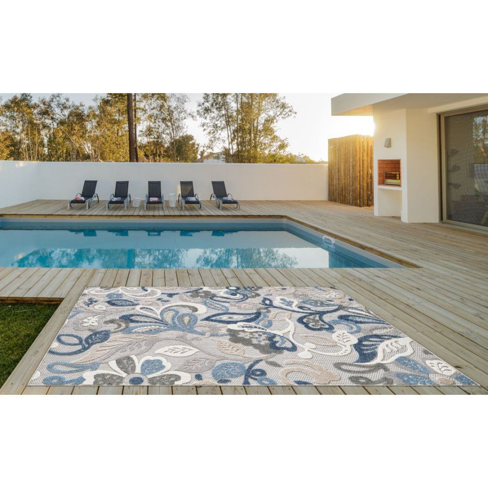 KAS Calla 6922 Grey/Blue Leila Area Rug, 5'3" x 7'