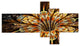 Golden Shiny Fractal Flower, Floral Art Canvas Print, 60"x32", 5 panels